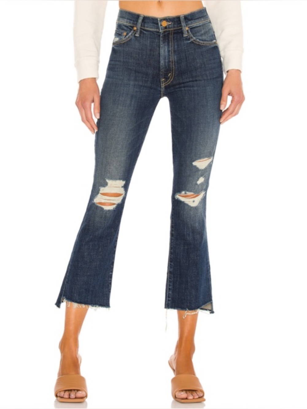 Mother The Insider Crop Step Fray jeans